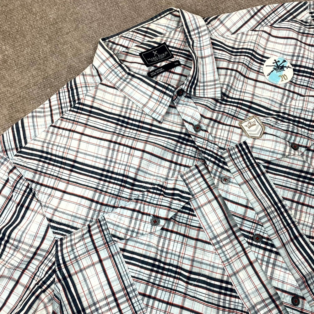 Marc Ecko Times Square Shirt Mens 3XL Multicolor Plaid Chest Pocket Classic Fit